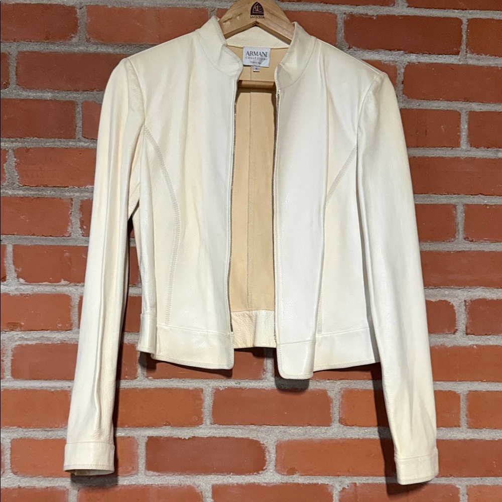 Giorgio Armani Women's Cream Leather Jacket